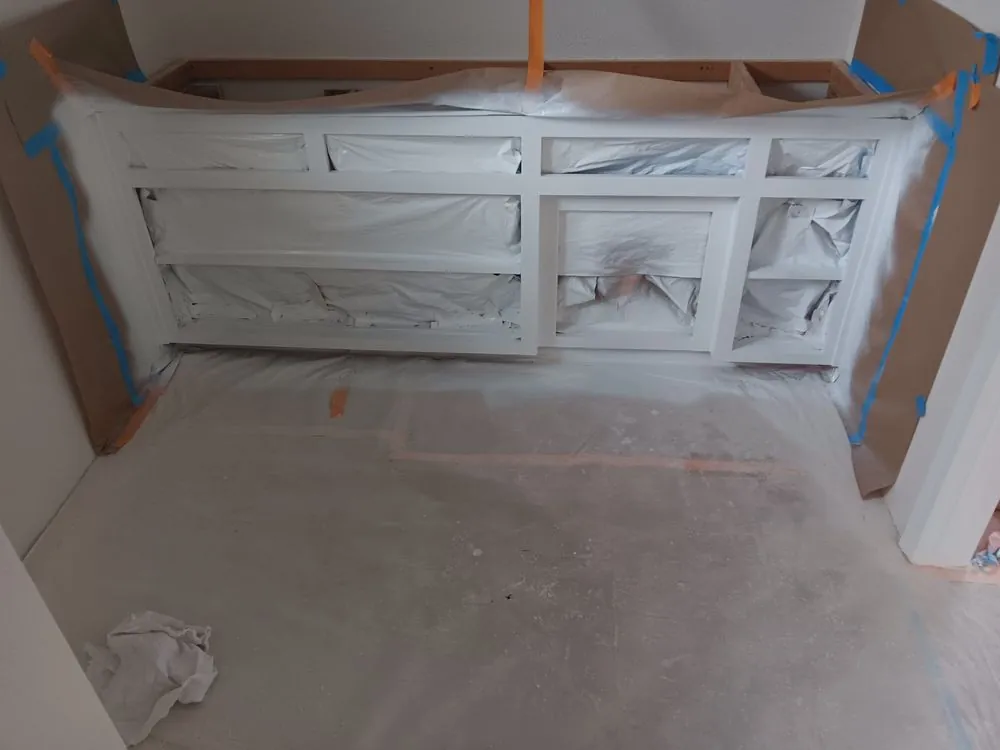 A cabinet sealed in plastic for spraying